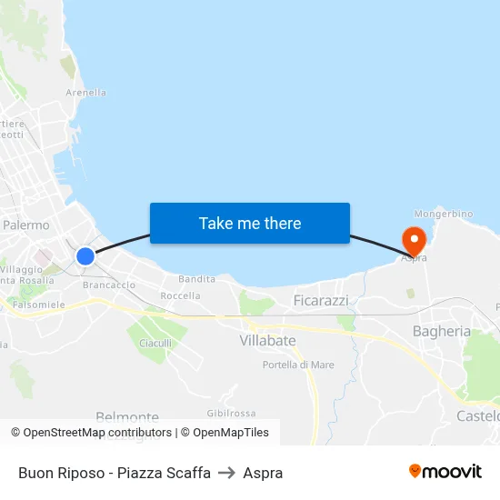 Buon Riposo - Scaffa Square to Aspra map