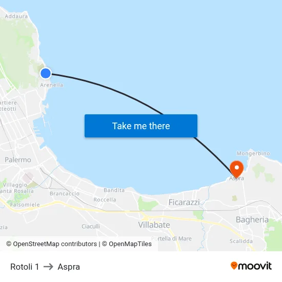 Rotoli 1 to Aspra map