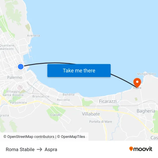 Roma Stabile to Aspra map