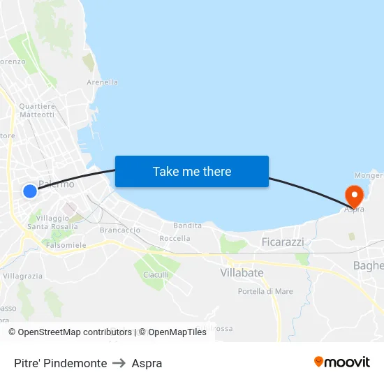 Pitre' Pindemonte to Aspra map