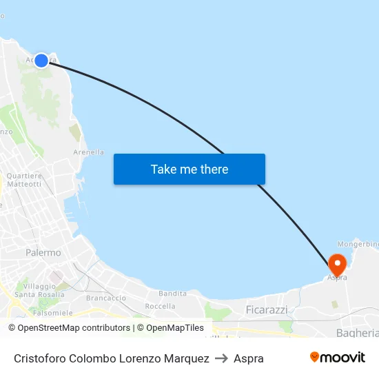 Cristoforo Colombo Lorenzo Marquez to Aspra map