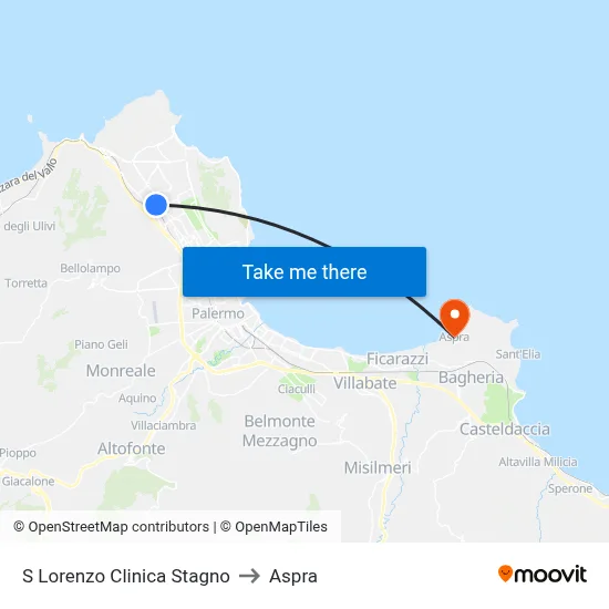 San Lorenzo Stagno Clinic to Aspra map