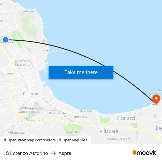 S Lorenzo Astorino to Aspra map