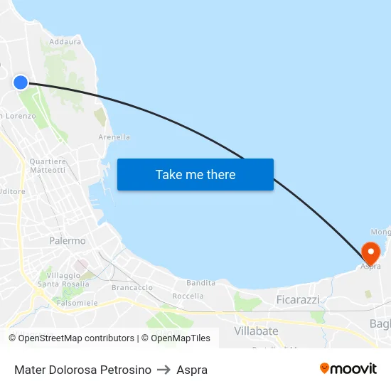Mater Dolorosa Petrosino to Aspra map