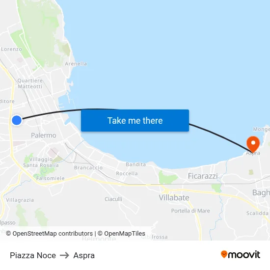 Noce Square to Aspra map