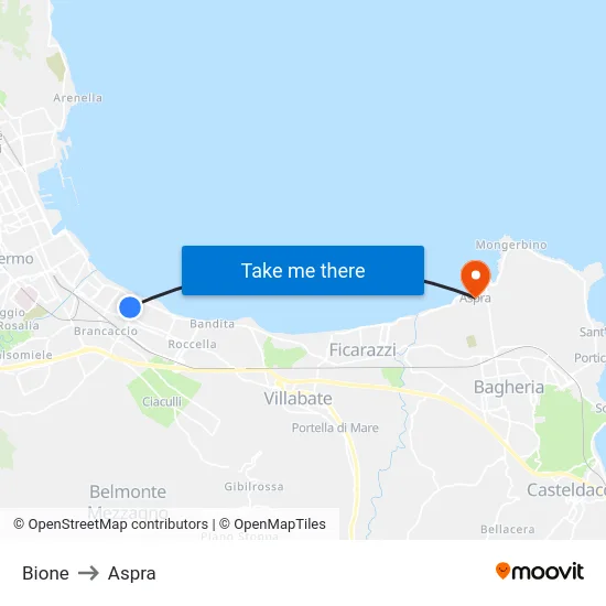 Bione to Aspra map