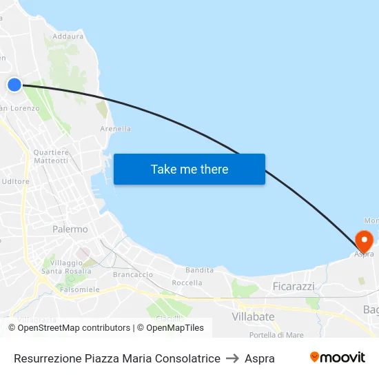 Resurrezione Piazza Maria Consolatrice to Aspra map