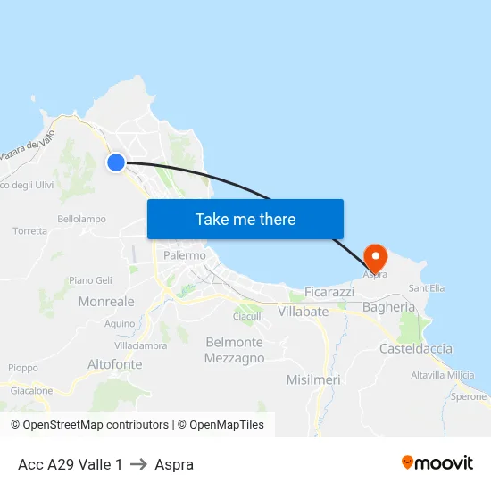 A29 Access Valle 1 to Aspra map