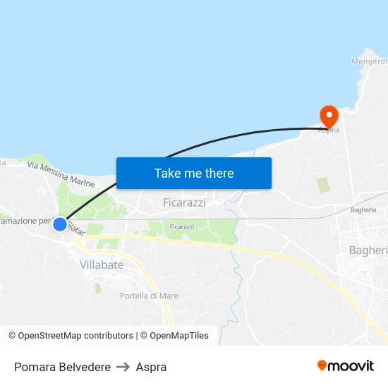 Pomara Belvedere to Aspra map