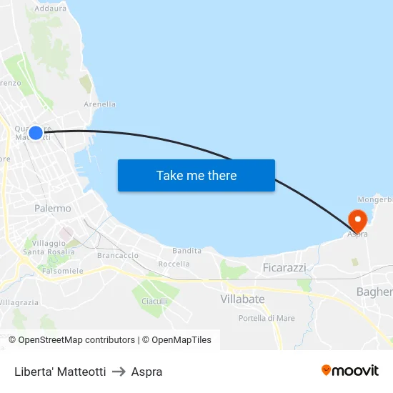 Liberta' Matteotti to Aspra map