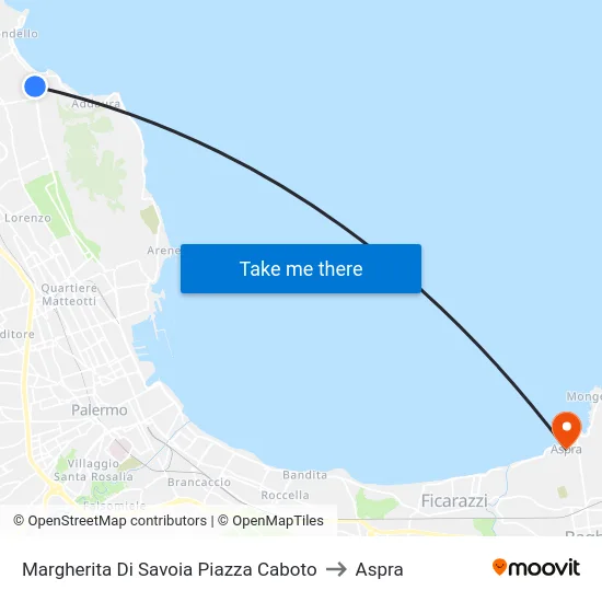 Margherita Di Savoia Piazza Caboto to Aspra map