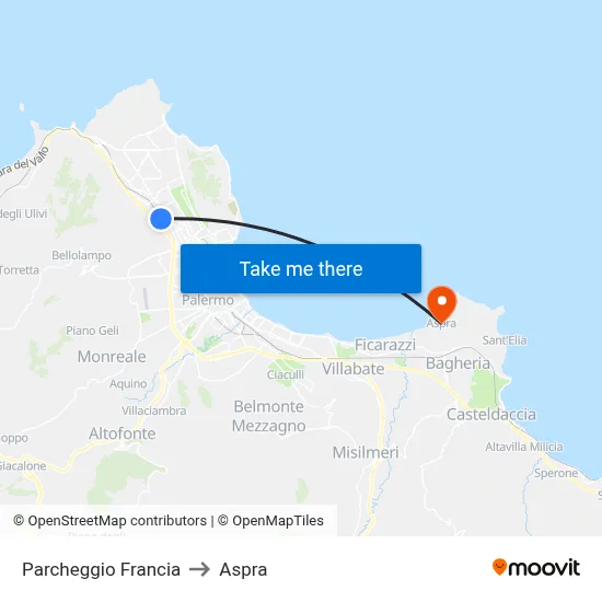 France Parking to Aspra map