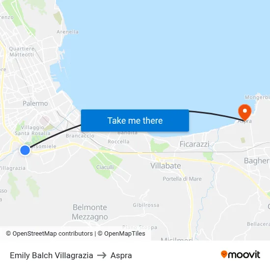 Emily Balch Villagrazia to Aspra map