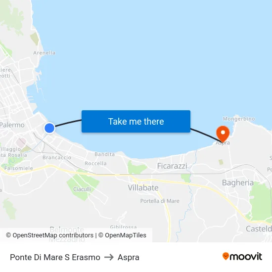 Ponte Di Mare S Erasmo to Aspra map