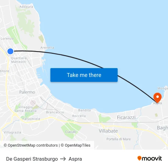 De Gasperi Strasburgo to Aspra map
