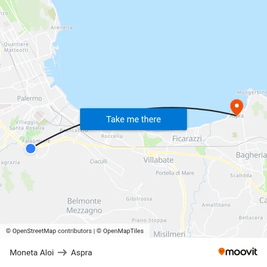 Moneta Aloi to Aspra map