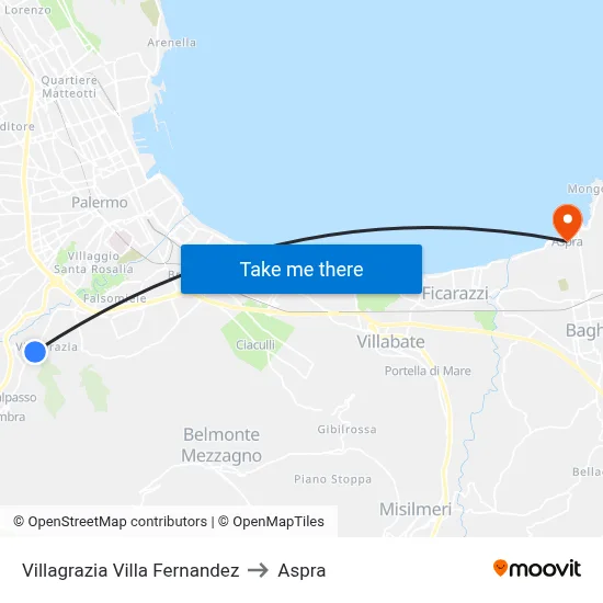 Villagrazia Villa Fernandez to Aspra map