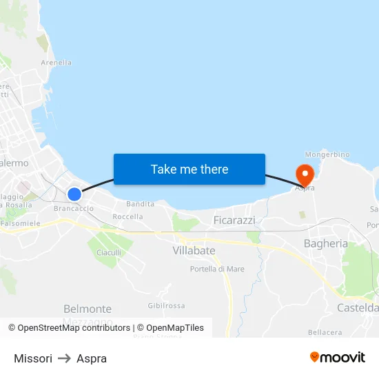 Missori to Aspra map