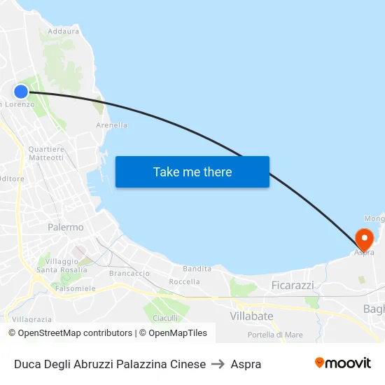 Duca Degli Abruzzi Palazzina Cinese to Aspra map