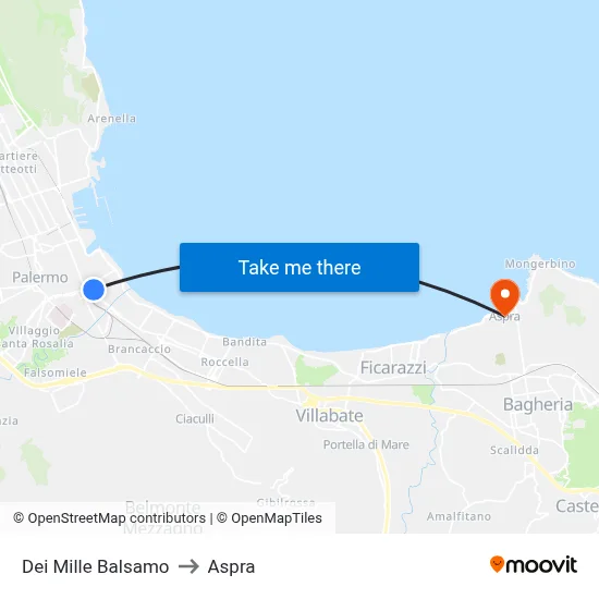 Dei Mille Balsamo to Aspra map