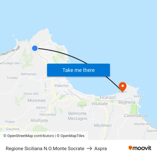Regione Siciliana N.O.Monte Socrate to Aspra map