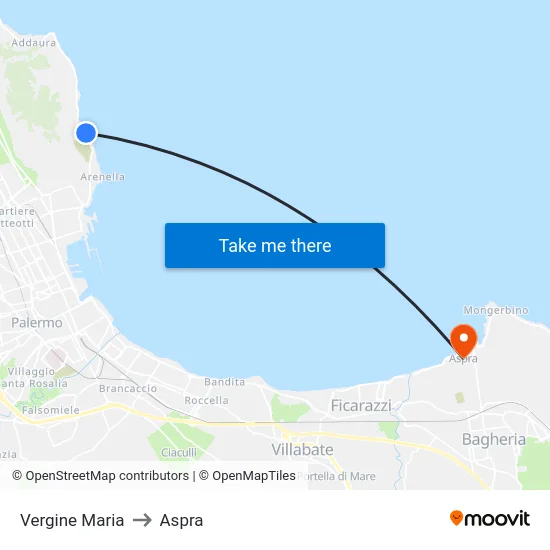 Vergine Maria to Aspra map