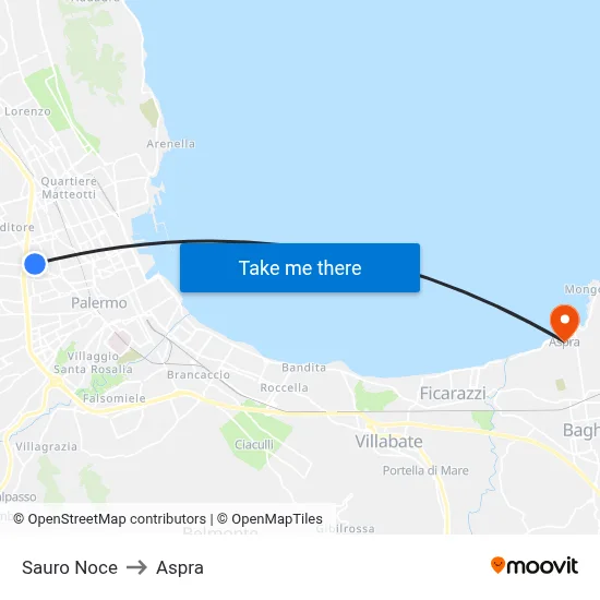 Sauro Noce to Aspra map
