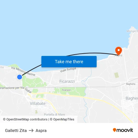 Galletti Zita to Aspra map