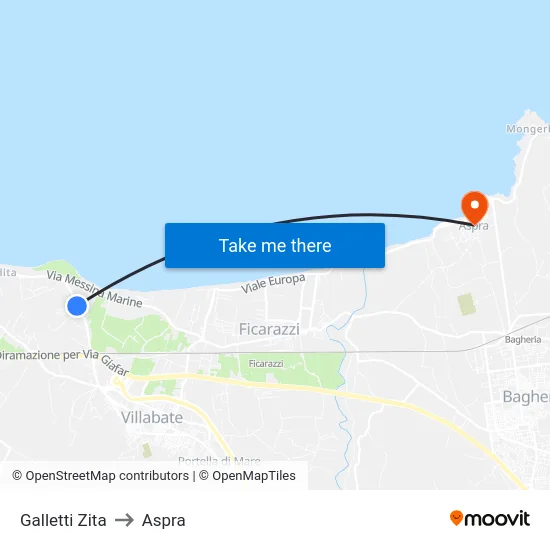 Galletti Zita to Aspra map