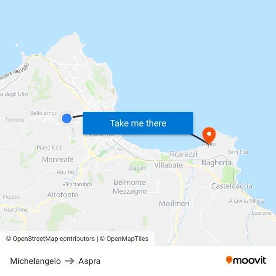 Michelangelo to Aspra map