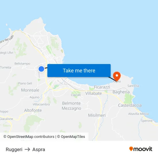 Ruggeri to Aspra map