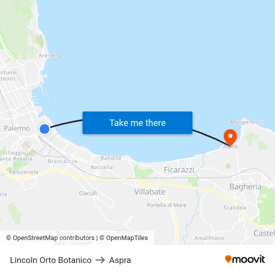 Lincoln Botanical Garden to Aspra map