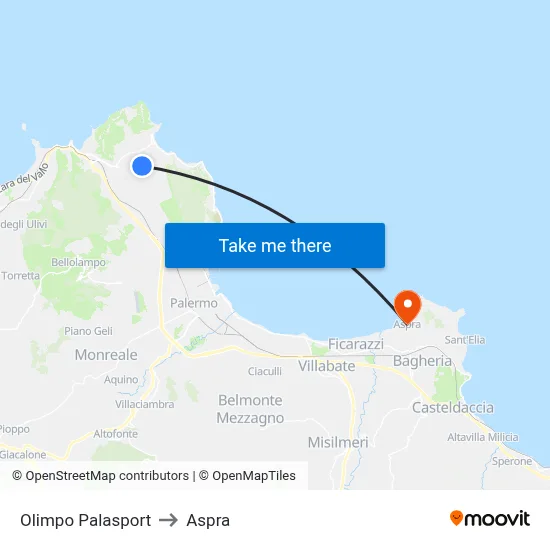 Olimpo Sports Palace to Aspra map