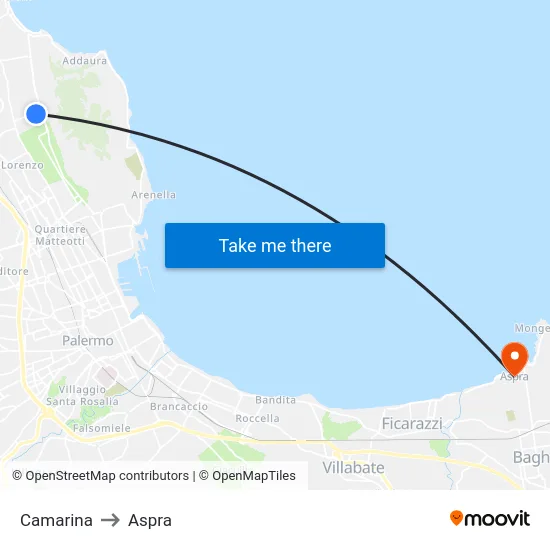 Camarina to Aspra map