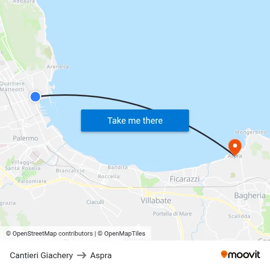 Giachery Shipyards to Aspra map