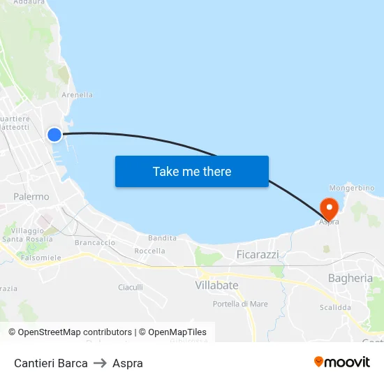 Shipyards Barca to Aspra map