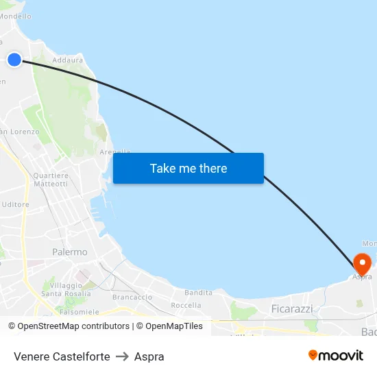 Venus Castelforte to Aspra map