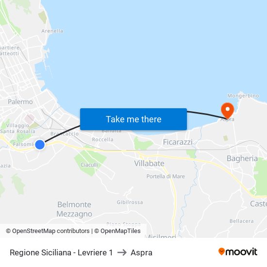 Regione Siciliana - Levriere 1 to Aspra map