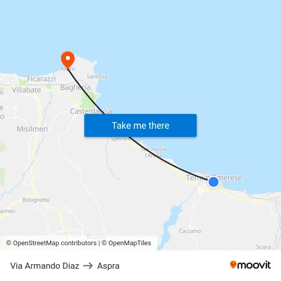 Via Armando Diaz to Aspra map