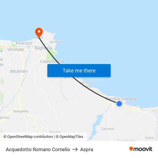 Acquedotto Romano Cornelio to Aspra map