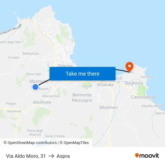 Via Aldo Moro, 31 to Aspra map