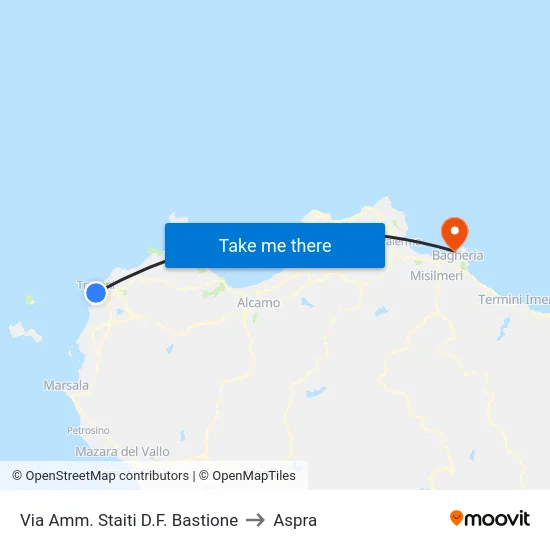 Via Amm. Staiti D.F. Bastione to Aspra map