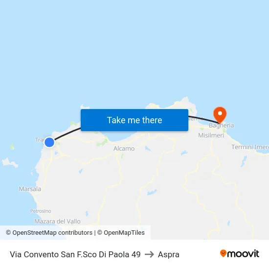 Via Convento San F.Sco Di Paola 49 to Aspra map