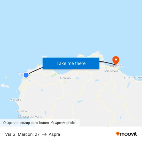 G. Marconi Street 27 to Aspra map
