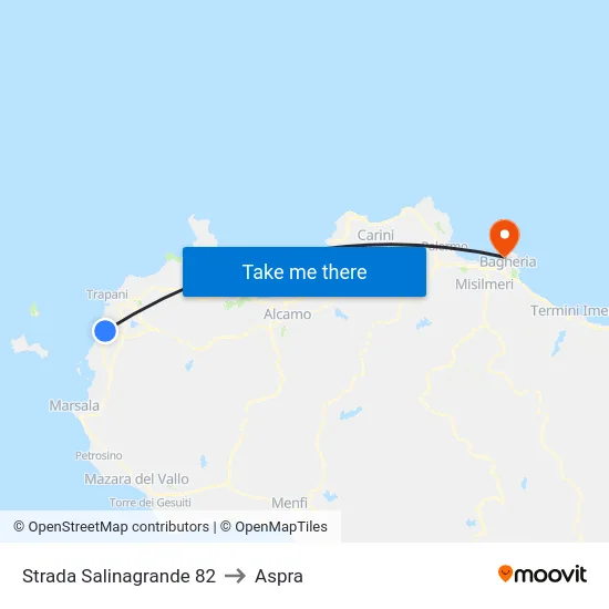 Salinagrande Road 82 to Aspra map