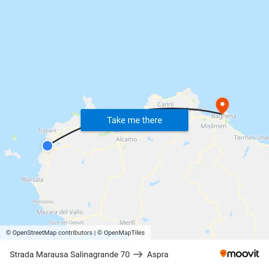 Strada Marausa Salinagrande 70 to Aspra map
