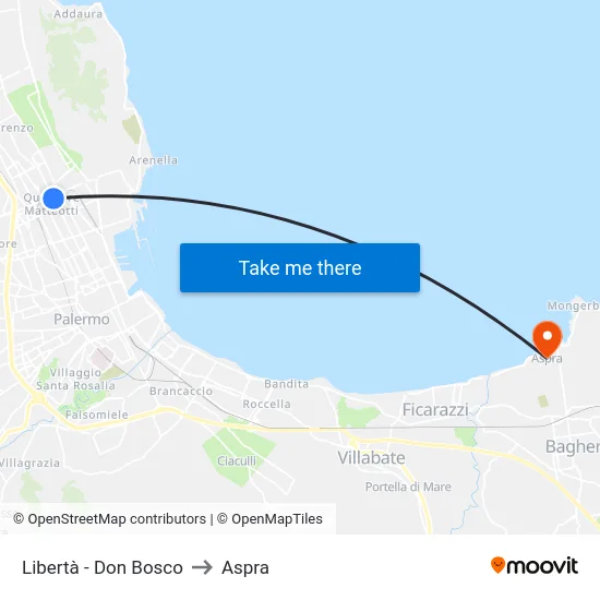 Liberty - Don Bosco to Aspra map