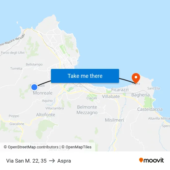 Via San M. 22, 35 to Aspra map