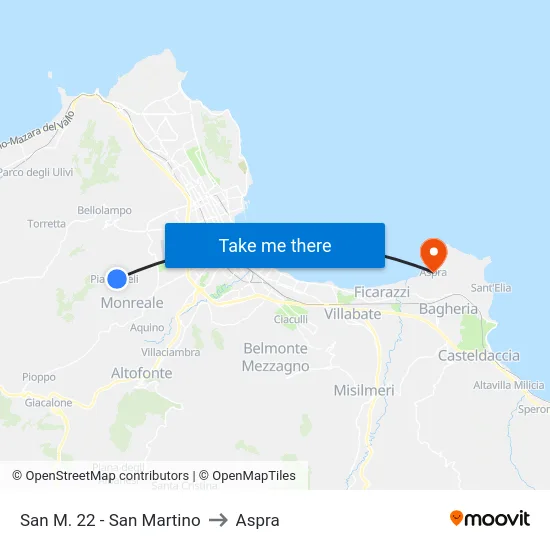 San M. 22 - San Martino to Aspra map