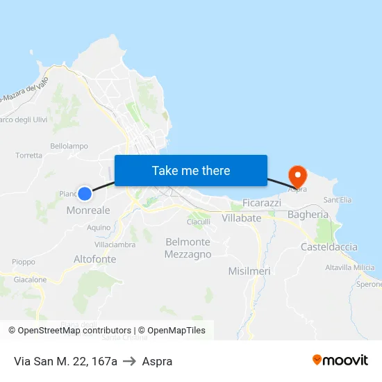 Via San M. 22, 167a to Aspra map